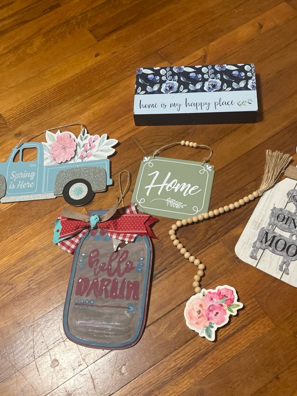 Rustic Mason Jar & Home Wall Décor Set - Pastel Blue, Green, Pink